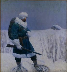 title unknown (figure with gun in snowy landscape)