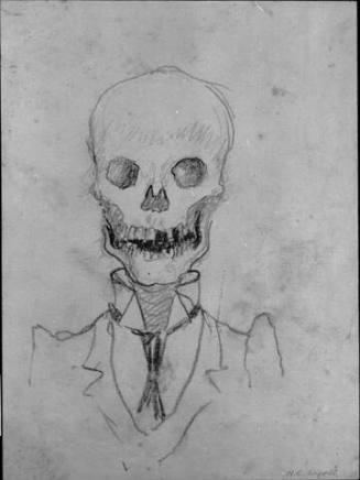 Untitled (skull on clothed shoulders; verso, "Mr. Fatsy-Watsy")