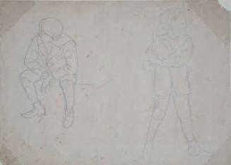 Untitled (two boys, one on bench, one at bat)