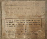 caption: Scribner's Magazine label adhered to reverse of canvas.