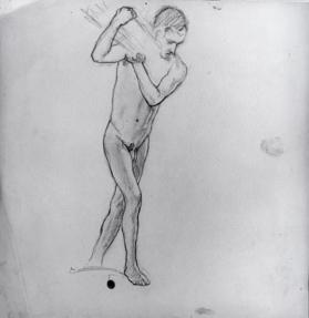 untitled (study for nude male figure carrying reeds, Apotheosis of the Family