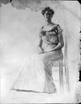 untitled (study of a lady in fancy dress, seated)