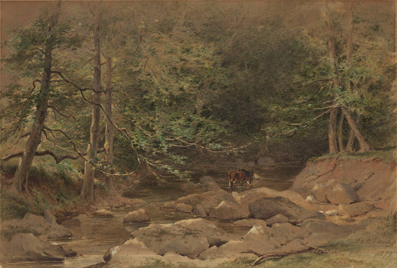 Untitled (Cows in a rocky stream)