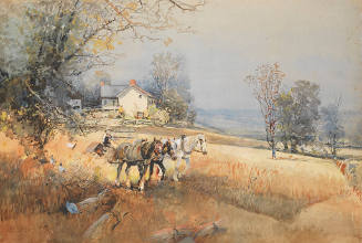 Untitled (Child mowing with team of horses)