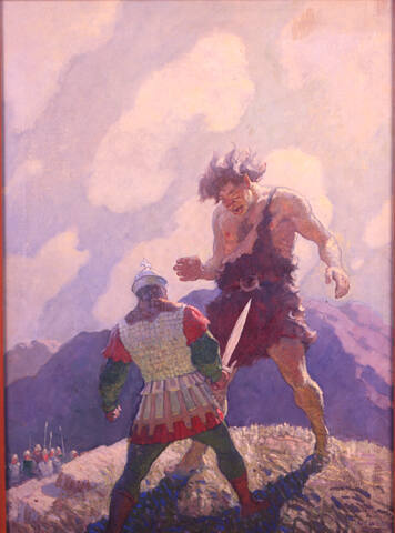 Orlando and the Giant Ferragus
Orlando's utmost skill only availed to keep him out of the giant's clutches, but all his efforts to wound him with a sword were useless