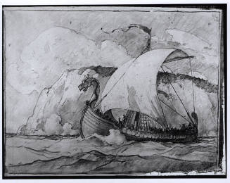 Eric the Red Discovers America - 850 AD, composition drawing