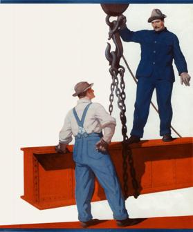 untitled (two construction workers, one standing on a girder)