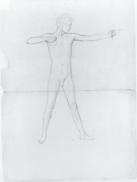 untitled (male nude figure, posed as an archer; study for Apotheosis of the Family)