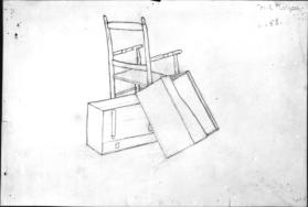 Untitled (still life of chair and two boxes; verso, still life of four geometric shapes)