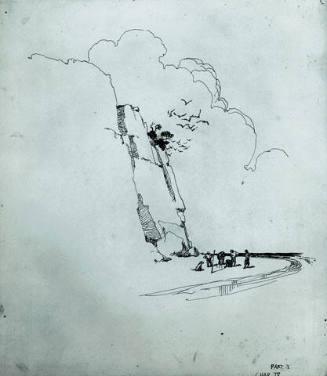 The Mysterious Island, untitled tailpiece  (group of men on beach, at foot of cliffs)