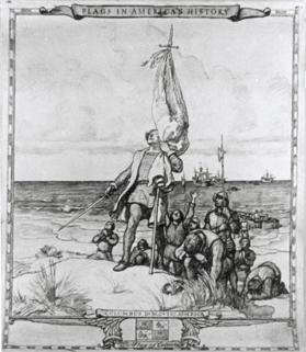 Columbus Discovers America, composition drawing