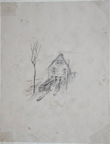 Untitled (view of a house; verso, man in hat)