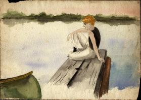 Untitled (young man on a dock, possibly Henry Holzer)