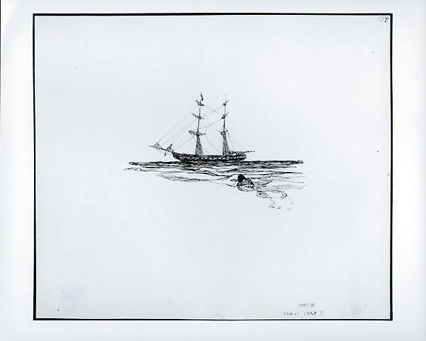 The Mysterious Island, untitled tailpiece  [Ayrton swims from the brig]