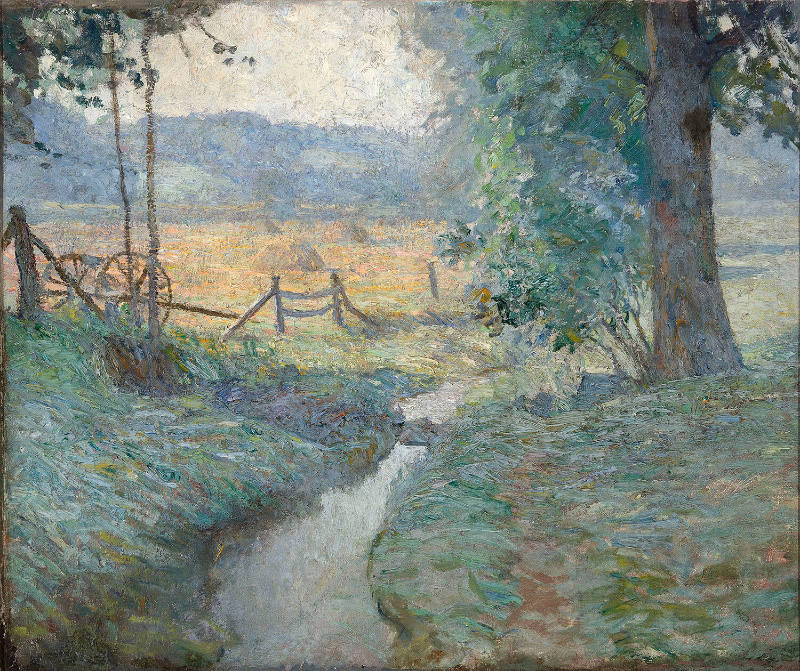 untitled (shaded brook with sunny hayfield in background)