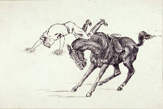 Untitled (horse throwing rider; verso, man with arms folded)
