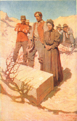 "Nearest to the rough pine box stood the widow, with lowered eyes"