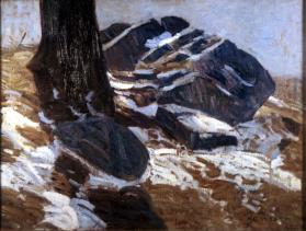 untitled (sketch of rocks dusted with snow)