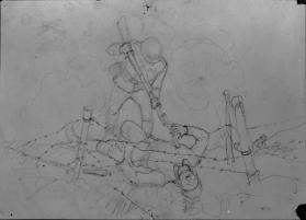 Untitled (WW I scene, soldier bayoneting enemy)