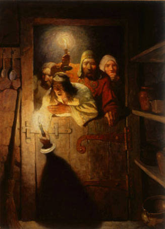 The first walking of Thorgunna.
Great fear fell upon them: the marrow of their back grew cold.