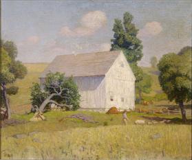 title unknown (Chadds Ford landscape with white barn)