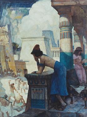 The boy, Moses, clad in princely garments, witnessed the bitter suffering of his people at the hands of the Egyptian taskmasters.  As he grew in years he became increasingly conscious of his kinship with the oppressed and exploited workers