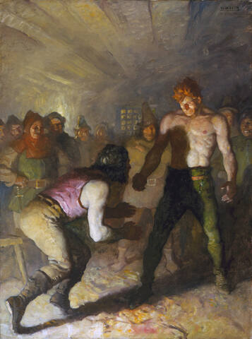 The Wrestling Match at the "Pied Merlin"
It would have been hard that night, through the whole length of England, to set up a finer pair in face of each other.