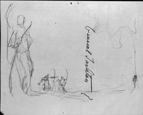 Untitled (landscape sketch; verso, sketch by AW, "General Tarleton")