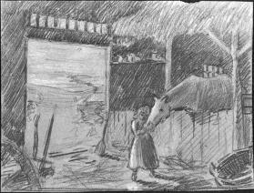 Untitled (girl and horse in stable)