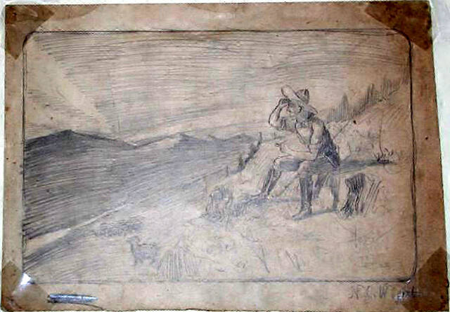 Untitled (shepherd smoking pipe)