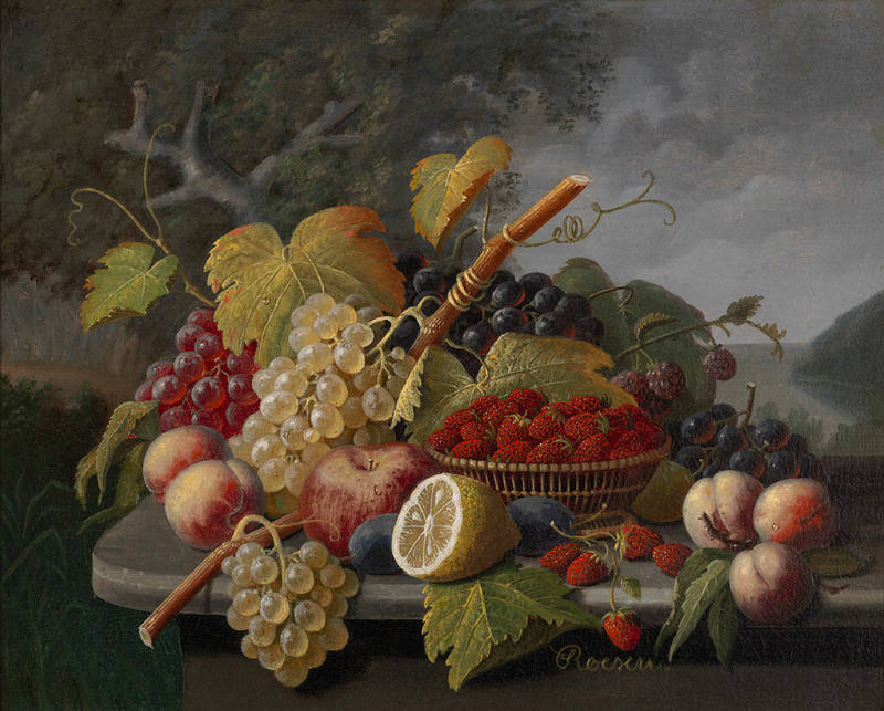 Still Life, Fruit in Landscape