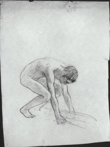 untitled (study of male nude in crouching position, for Apotheosis of the Family)