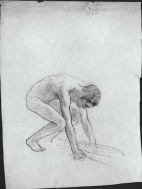 untitled (study of male nude in crouching position, for Apotheosis of the Family)