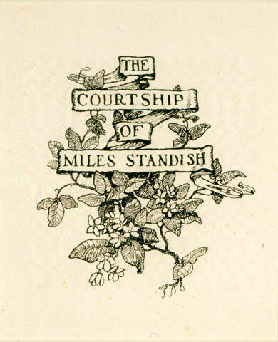 The Courtship of Miles Standish, untitled drawing (flowering branch and ribbon)