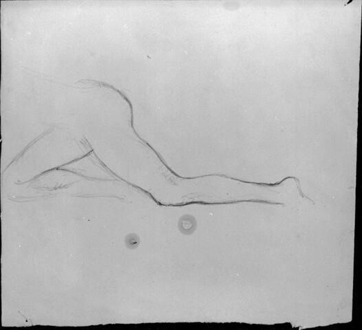 study of a figure in crouching position, from waist to feet