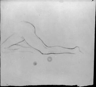 study of a figure in crouching position, from waist to feet