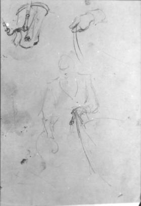 Untitled (studies of a horse face, mounted rider and hand holding rein)