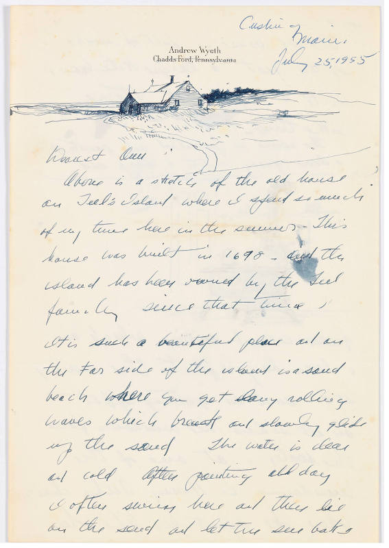 Letter from Andrew Wyeth, Cushing, Maine, to Ann Marvel, July 25, 1955, Anonymous gift, 2011, P…