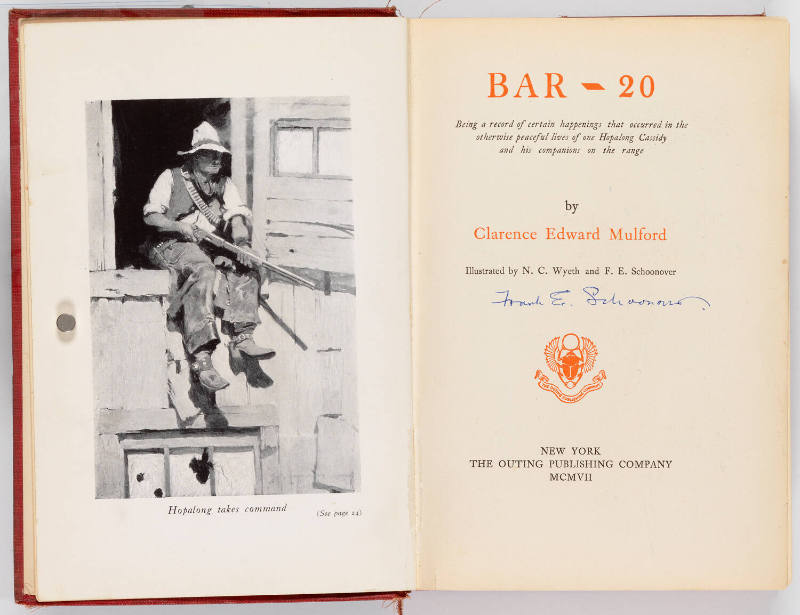 "Hopalong takes command," illustration by Frank E. Schoonover, frontispiece and title page.