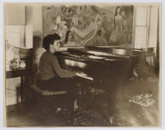 Photograph of Ann Wyeth at the piano, N. C. Wyeth house, Chadds Ford, Pennsylvania, photographe…