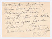 Note from Mrs. (Edith) Theodore Roosevelt to Howard Pyle, November 10, 1904, Gift of Howard P. …
