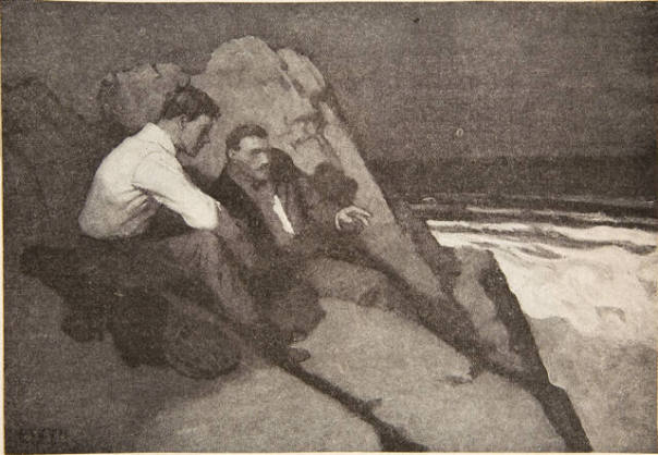 The ocean just sort o' breathing in on the sand--Bill 'n' me sit here and count the breaths like.