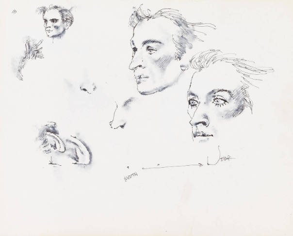 Sketchbook with studies of Rudolf Nureyev
