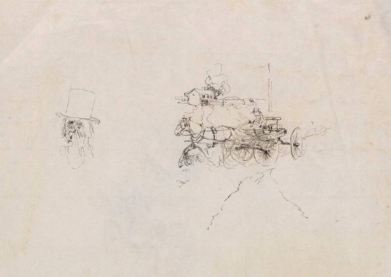 Untitled (study of man, horse drawn carriage)