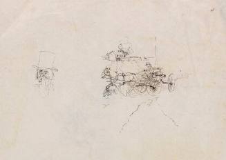 Untitled (study of man, horse drawn carriage)