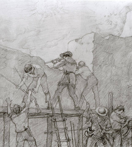 The Last Stand at the Alamo, composition drawing