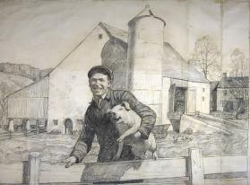 Portrait of a Farmer, composition drawing