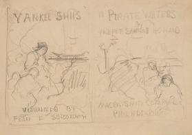 Preliminary sketch for cover illustration of Yankee Ships in Pirate Waters