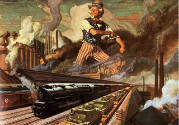 caption: image by Dean Cornwell for 1943 Pennsylvania Railroad calendar, "Serving the Nation" (…