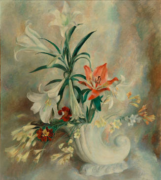 Lilies in Shell Vase